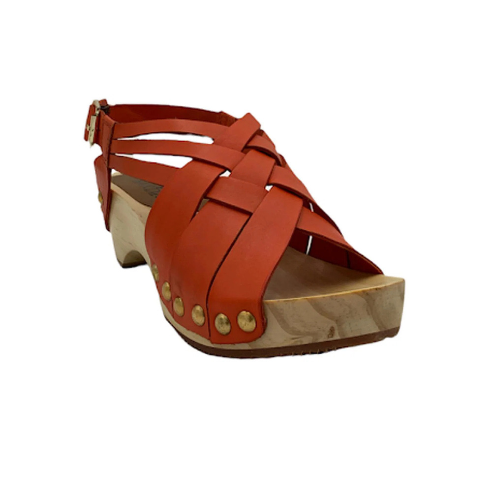 Jax & Bard Leather Wooden Clogs Jewell Luggage Coral - Medium - Picture 2 of 5